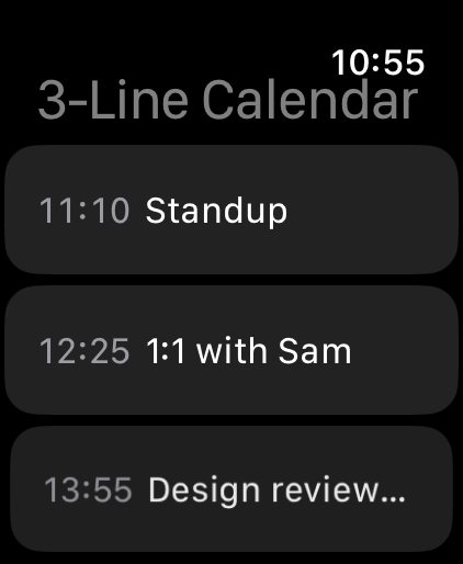 3-Line Calendar app on Apple Watch