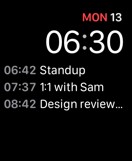 3-Line Calendar on a modular Apple Watch face