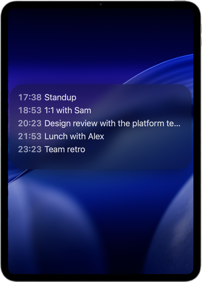 3-Line Calendar widget on iPad