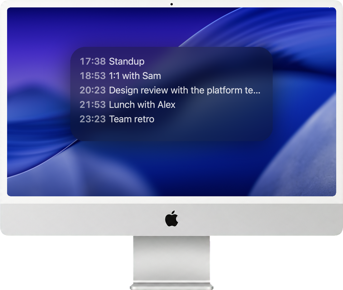 3-Line Calendar widget on the Mac desktop